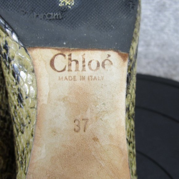 Chole Flats Womens Size 37 Eu 6.5 Us Scalloped Snakeprint Yellow Black Ballert - Picture 11 of 11